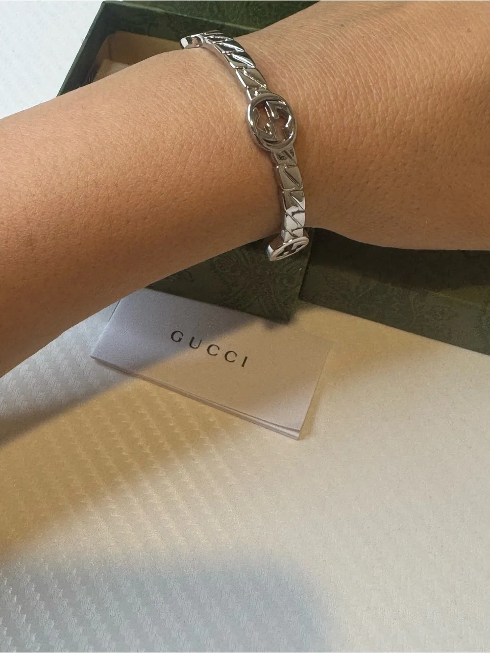 Gucci Silver Interlocking G Slim Chain Bracelet